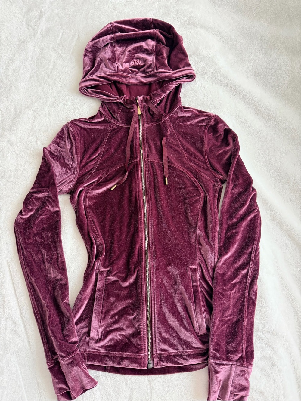 lululemon athletica Define Velvet Zip Hoodie in Plum with Gold Accents Size 2
